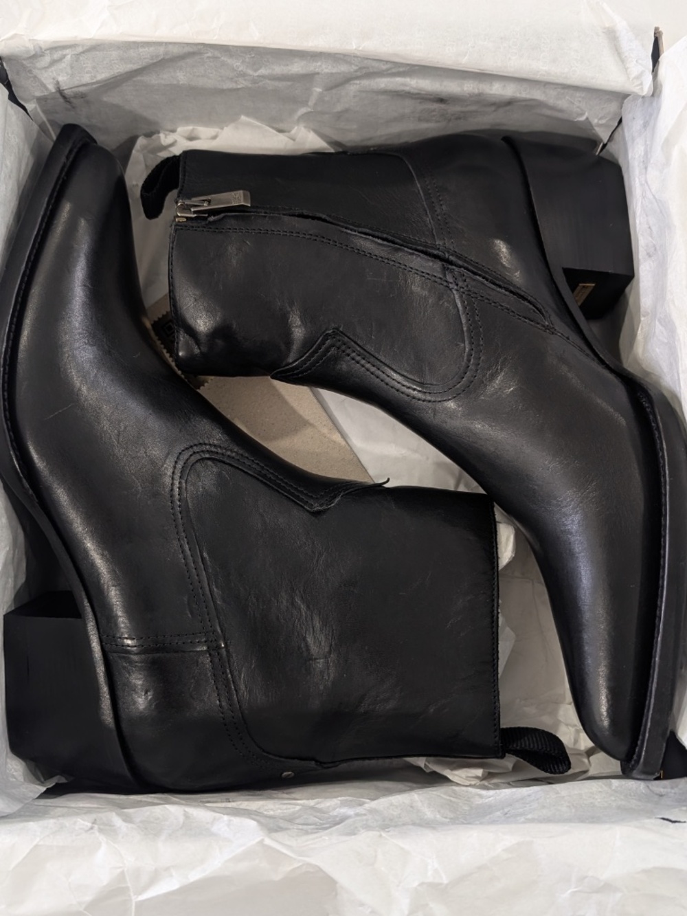 GOLDEN GOOSE Debbie Black Leather Western Ankle Boots Size 40 NWB Made In Italy - Picture 4 of 16